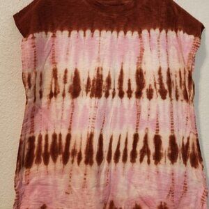 Tie-Dye and Pink Women's Cap Sleeve Muscle Tee